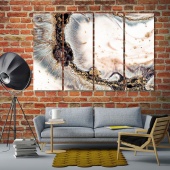 Coral colors with golden abstract art canvas